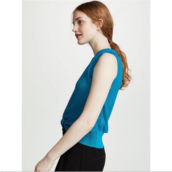 Veronica Beard Kellen Twist Front Sweater Turquoise Sz M - Picture 2 of 13